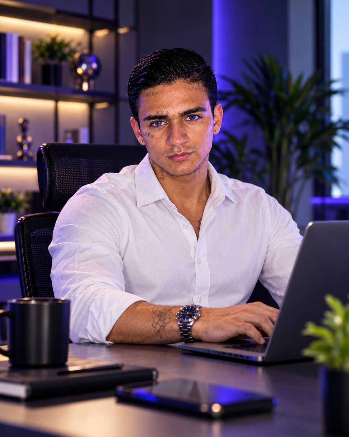 Emilio Heist, especialista en marketing digital esotérico, en su espacio de trabajo